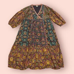Sundance Floral Maxi Dress in Teal, Mustard & Plum